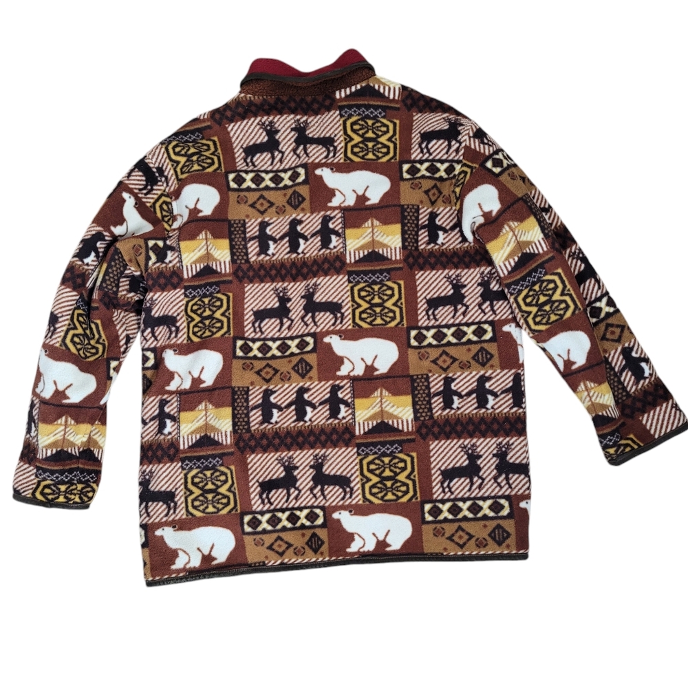 Vintage Reversible brown Cat Out fleece coat with animal print in size XL - Picture 9 of 16
